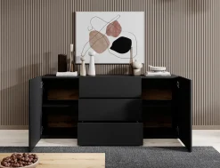 Asilento - Dressoir - Zwart - 140x35x60 cm