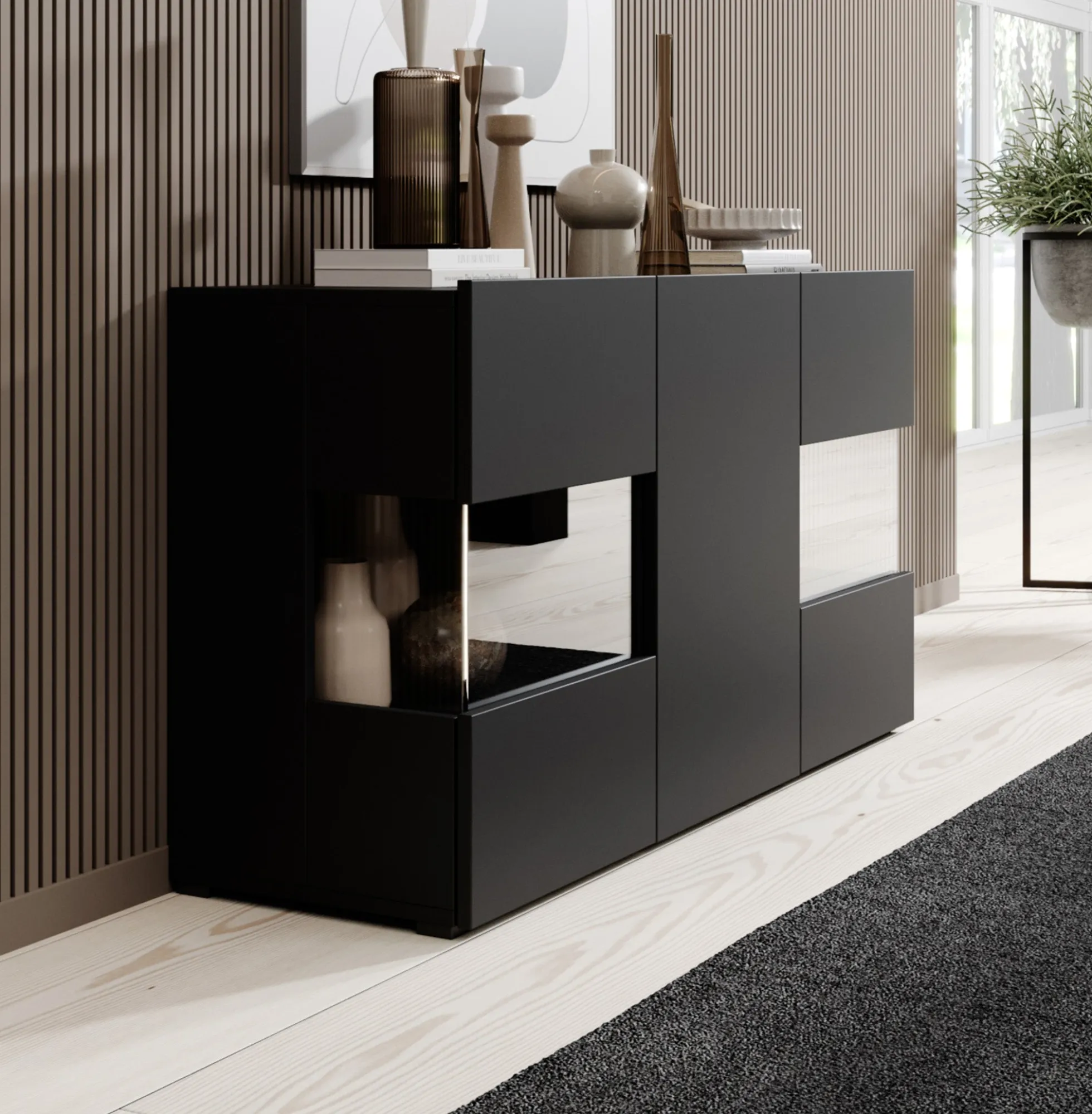 Asilento - Dressoir - Zwart - 120x35x60 cm