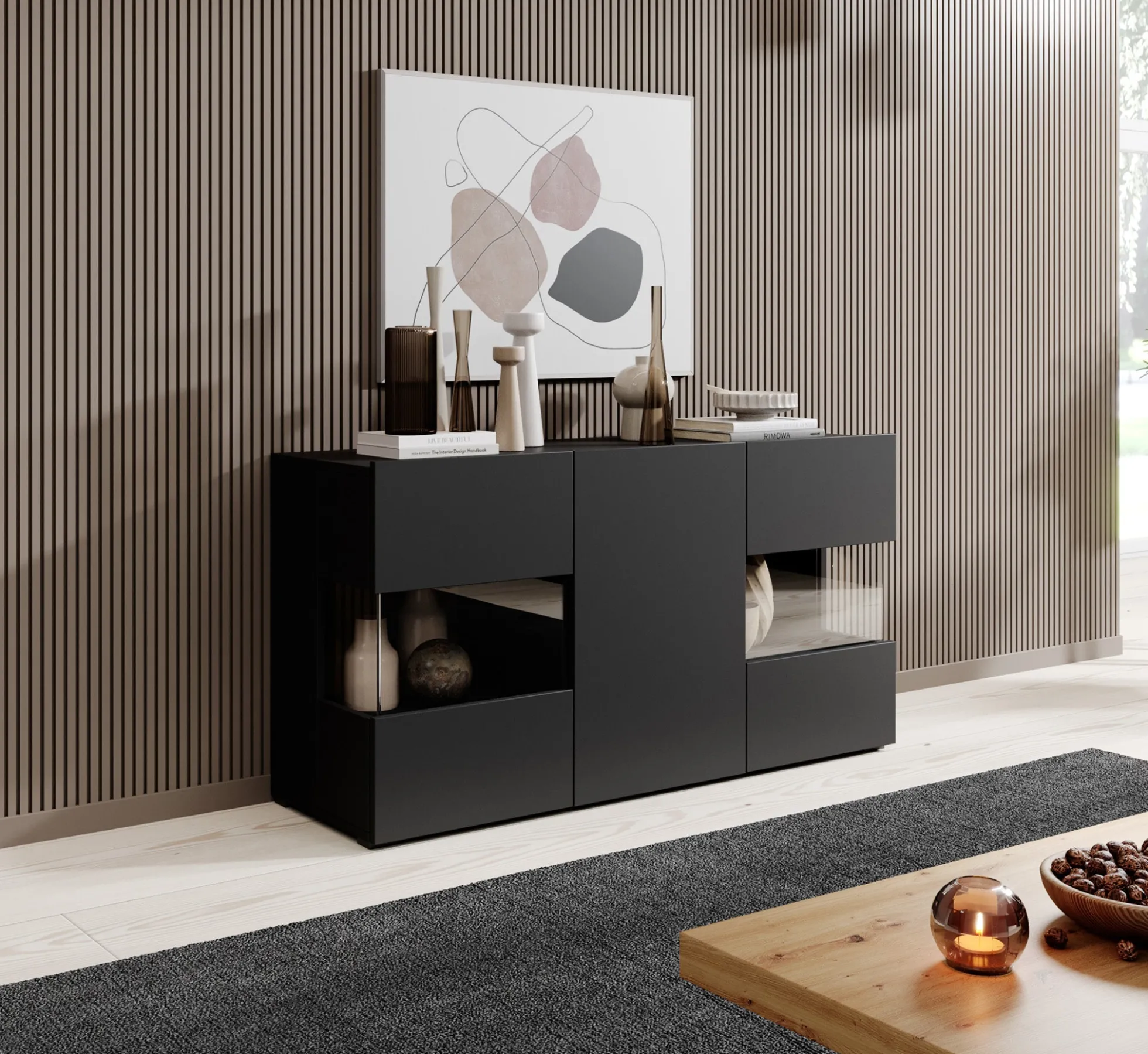 Asilento - Dressoir - Zwart - 120x35x60 cm