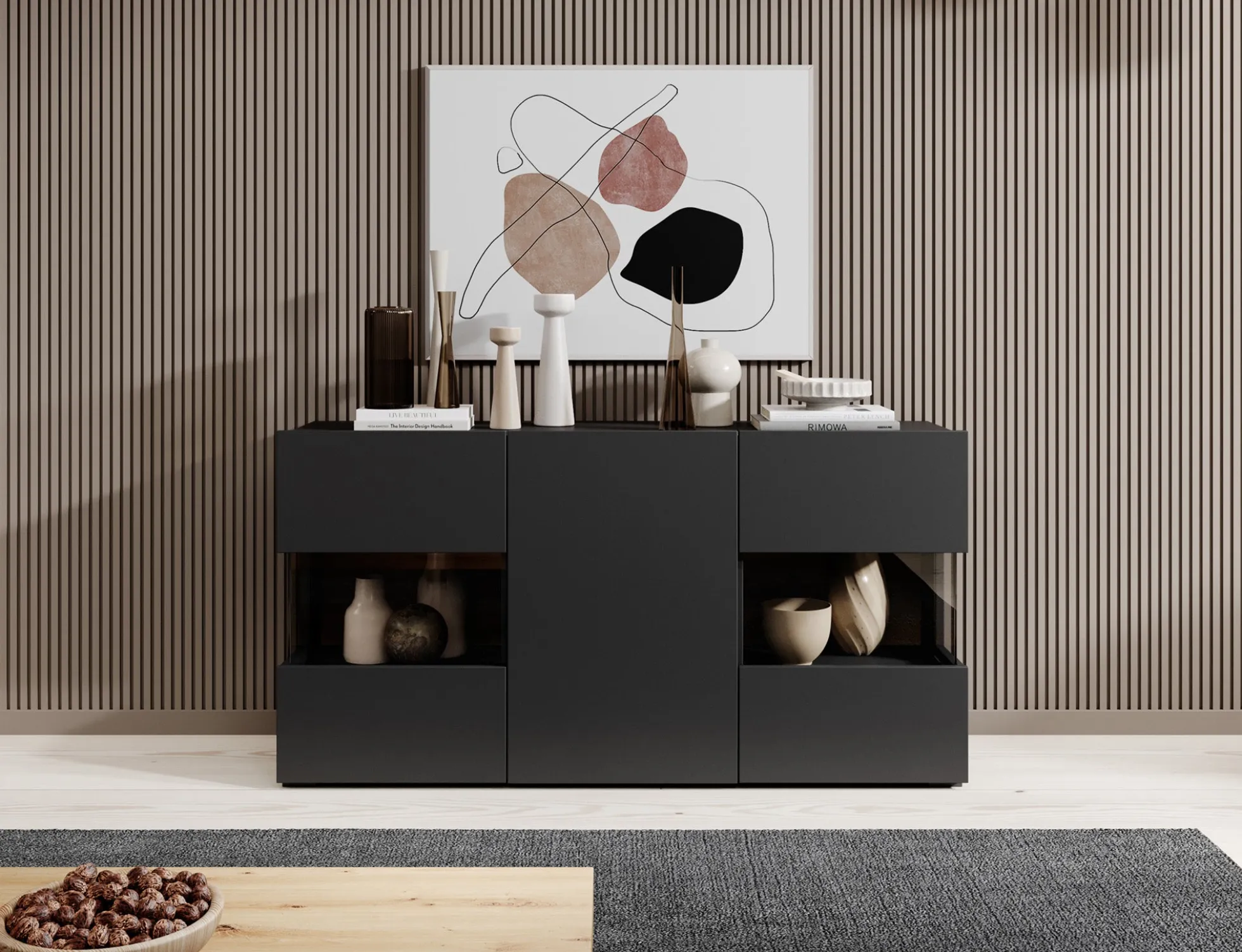 Asilento - Dressoir - Zwart - 120x35x60 cm