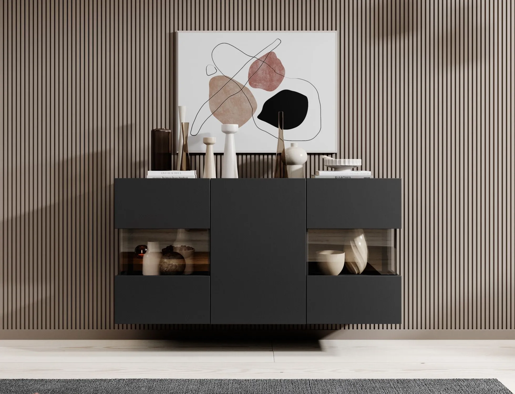 Asilento - Dressoir - Zwart - 120x35x60 cm