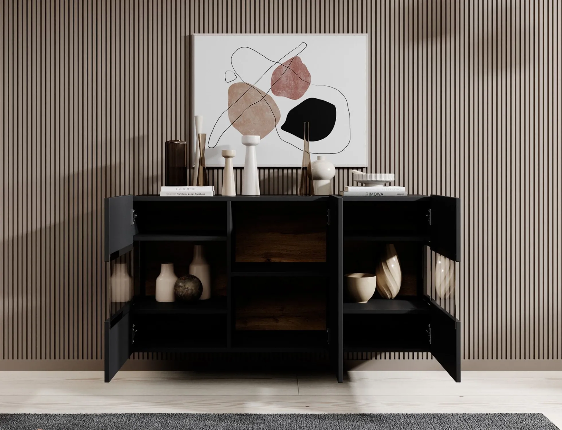 Asilento - Dressoir - Zwart - 120x35x60 cm