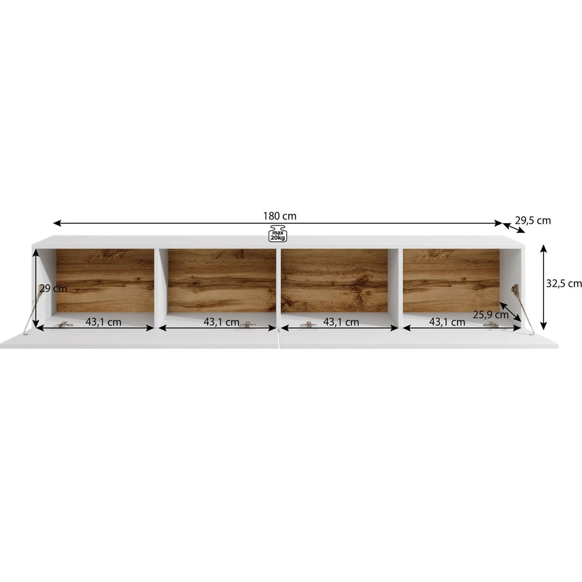 Asilento - TV-Meubel - Mat wit - 180 cm