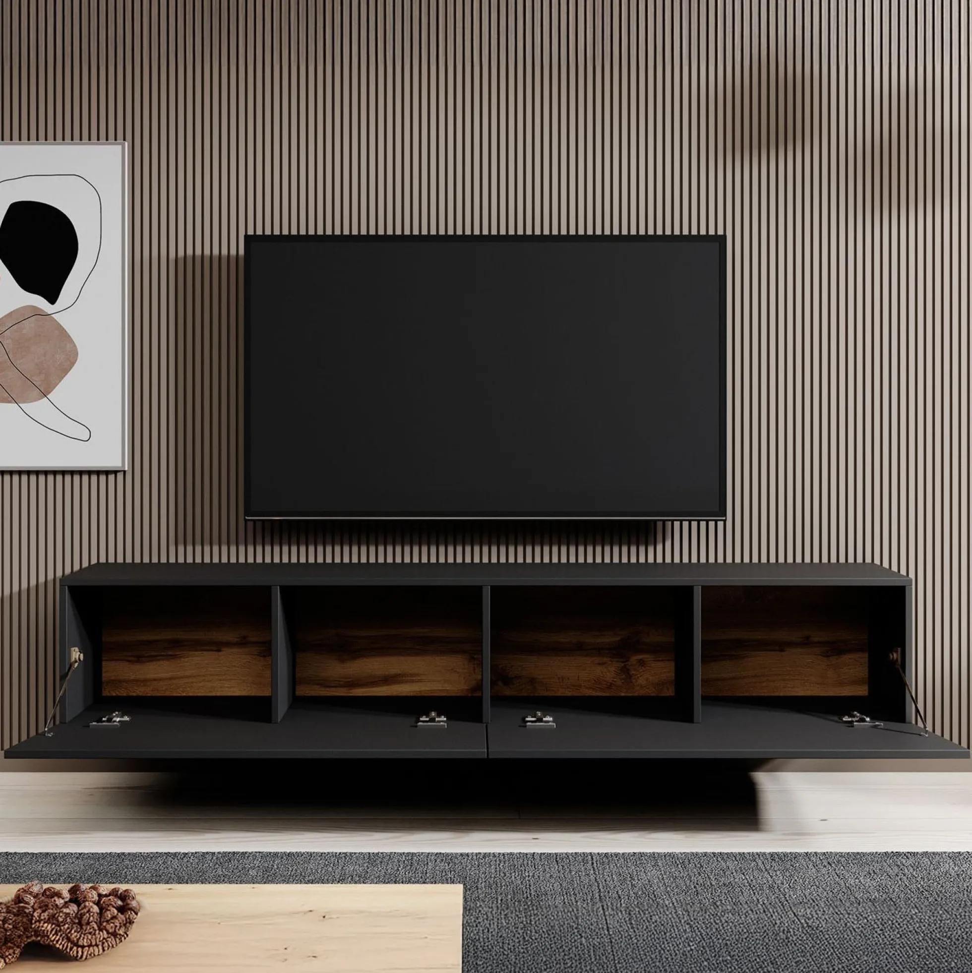 Asilento - TV-Meubel - Mat zwart - 180 cm
