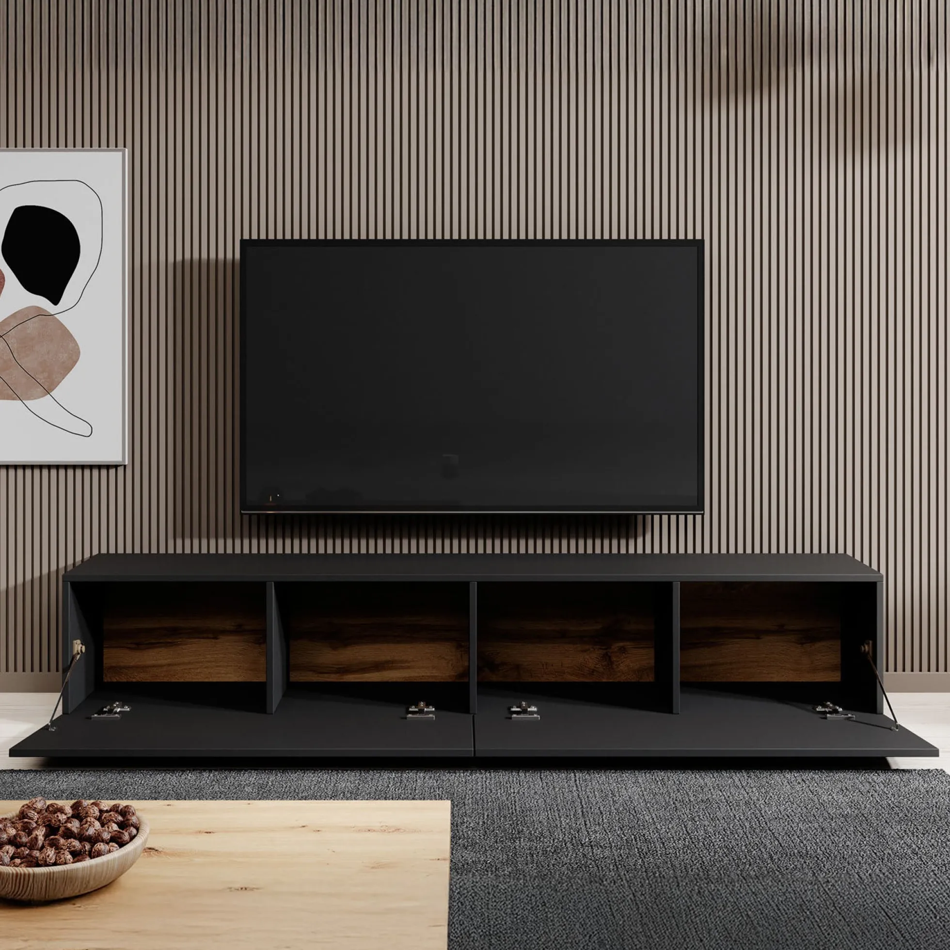 Asilento - TV-Meubel - Mat zwart - 180 cm