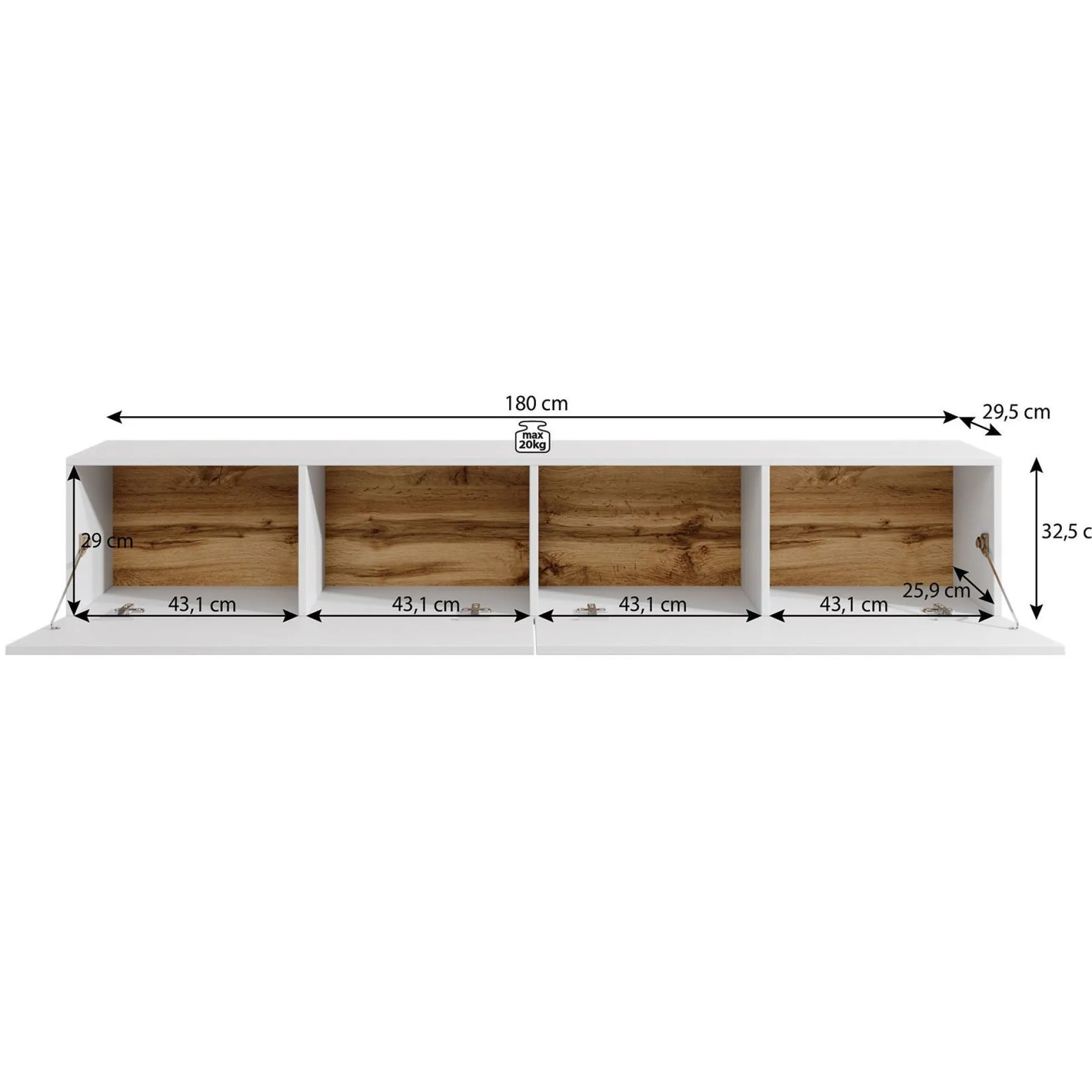 Asilento - TV-Meubel - Mat zwart - 180 cm