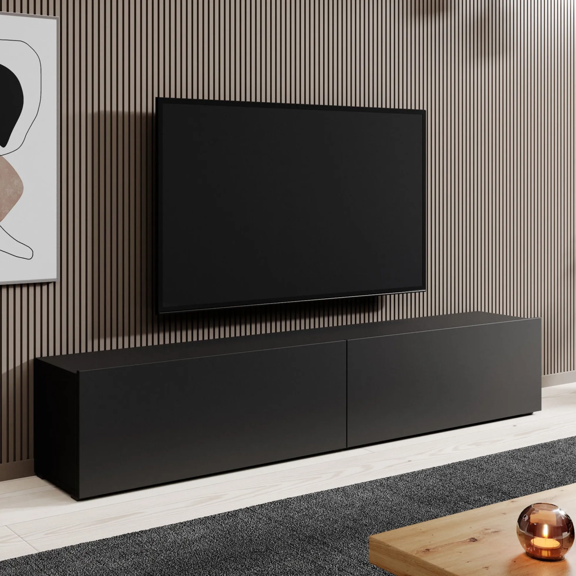 Asilento - TV-Meubel - Mat zwart - 180 cm