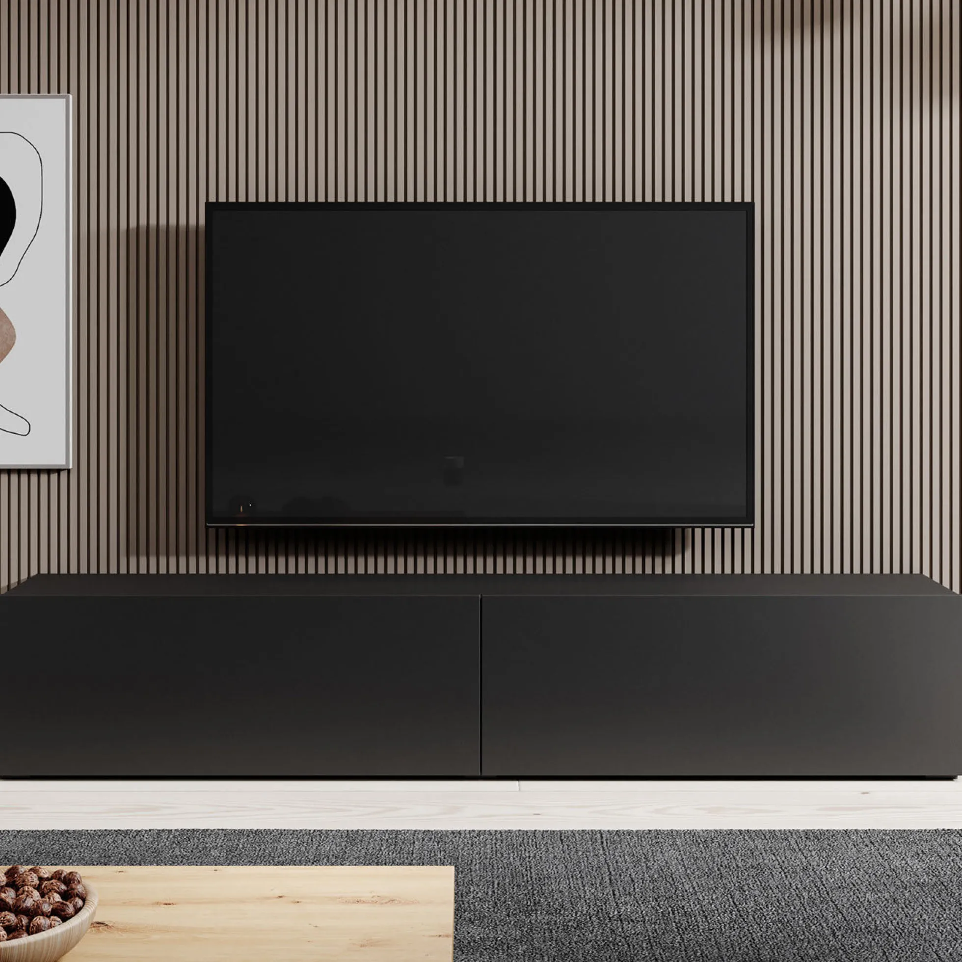 Asilento - TV-Meubel - Mat zwart - 180 cm