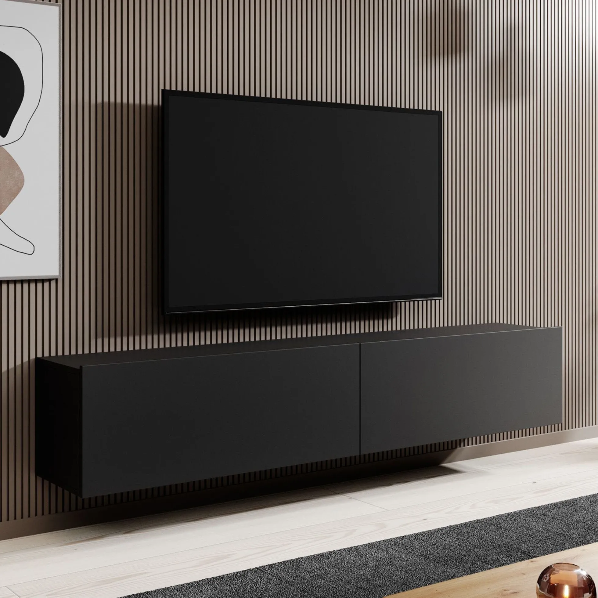 Asilento - TV-Meubel - Mat zwart - 180 cm