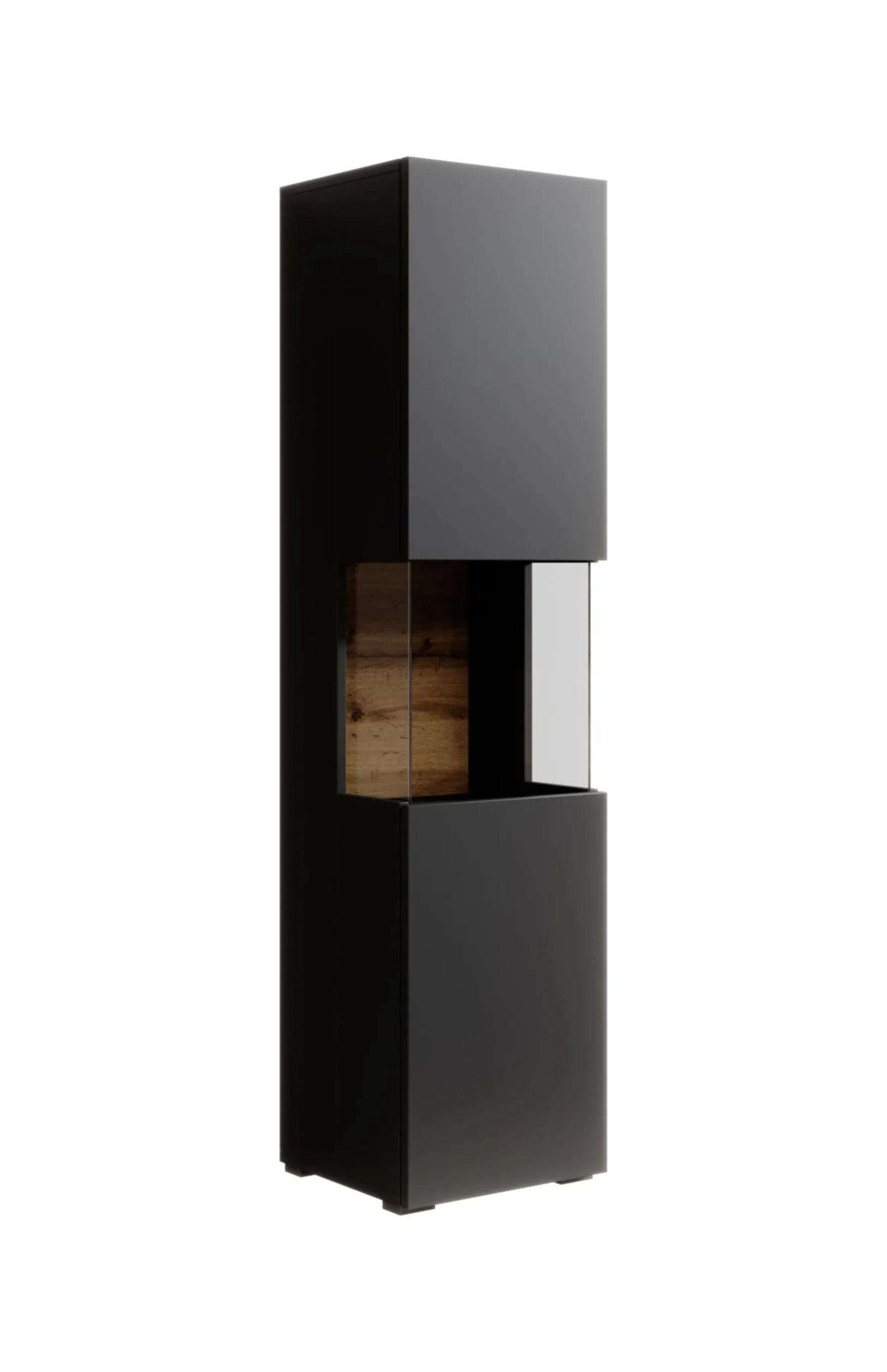 Asilento - Vitrinekast - Zwart - 36x30x138 cm