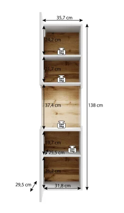 Asilento - Vitrinekast - Zwart - 36x30x138 cm