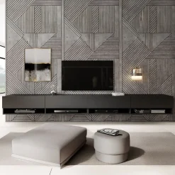 Asino - TV-Meubel - Mat zwart - 280 cm