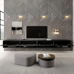 Asino - TV-Meubel - Mat zwart - 280 cm