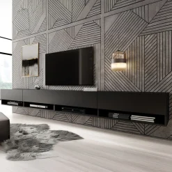Asino - TV-Meubel - Mat zwart - 280 cm