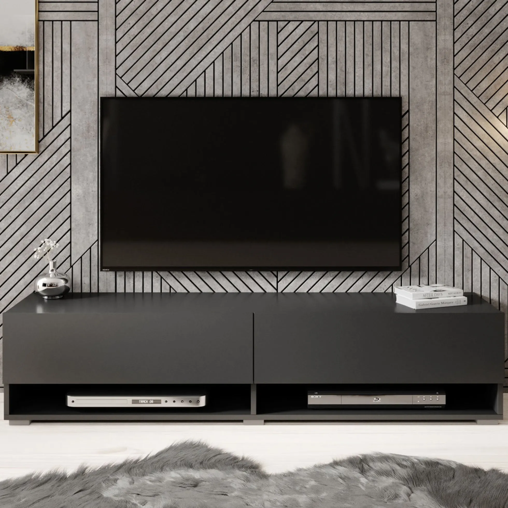 Asino - TV-Meubel - Mat zwart - 140 cm