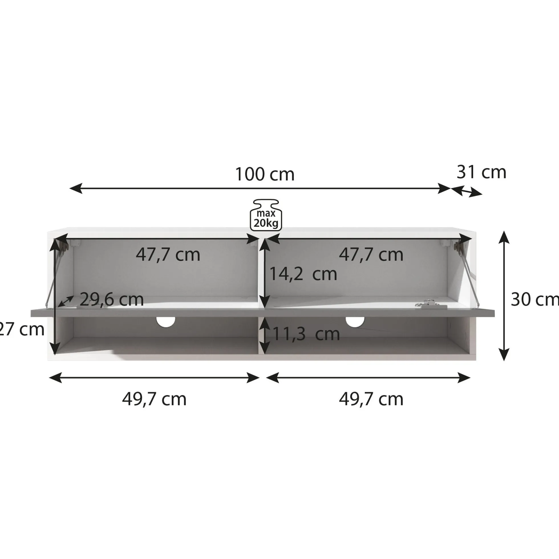 Asino - TV-Meubel - Mat zwart - 100 cm