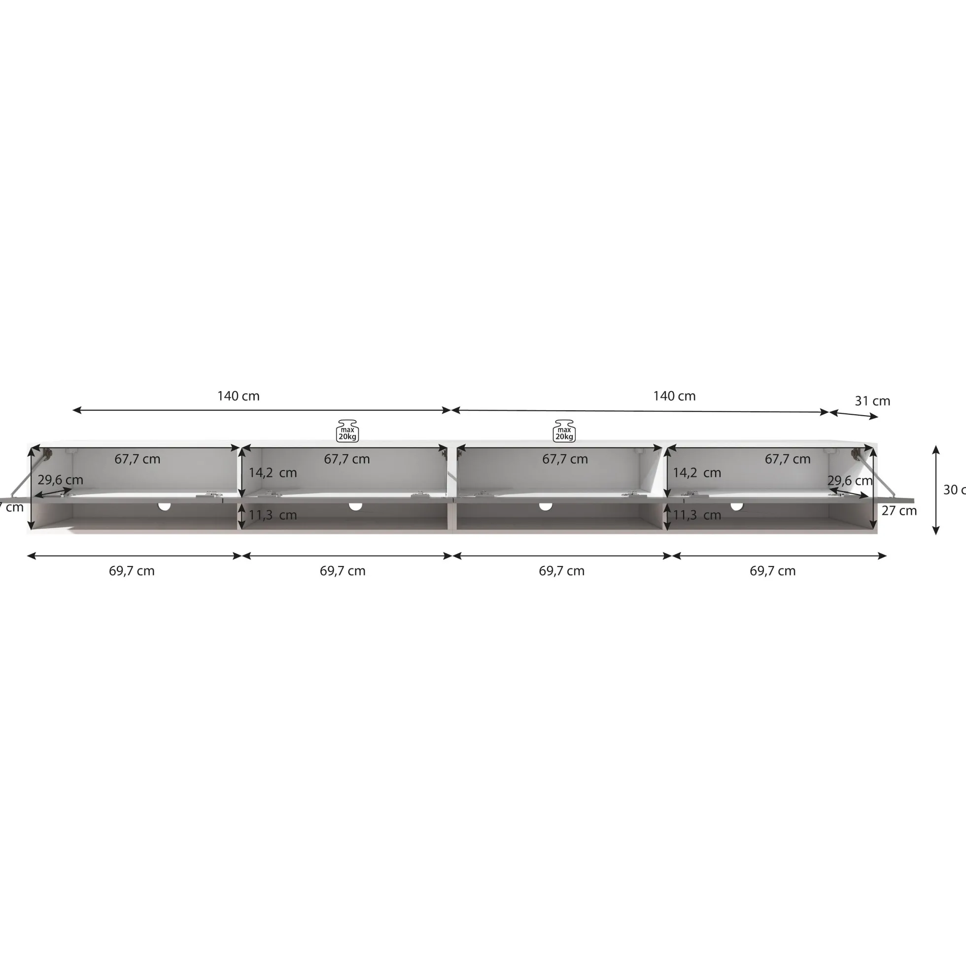 Asino - TV-Meubel - Old wood - 280 cm