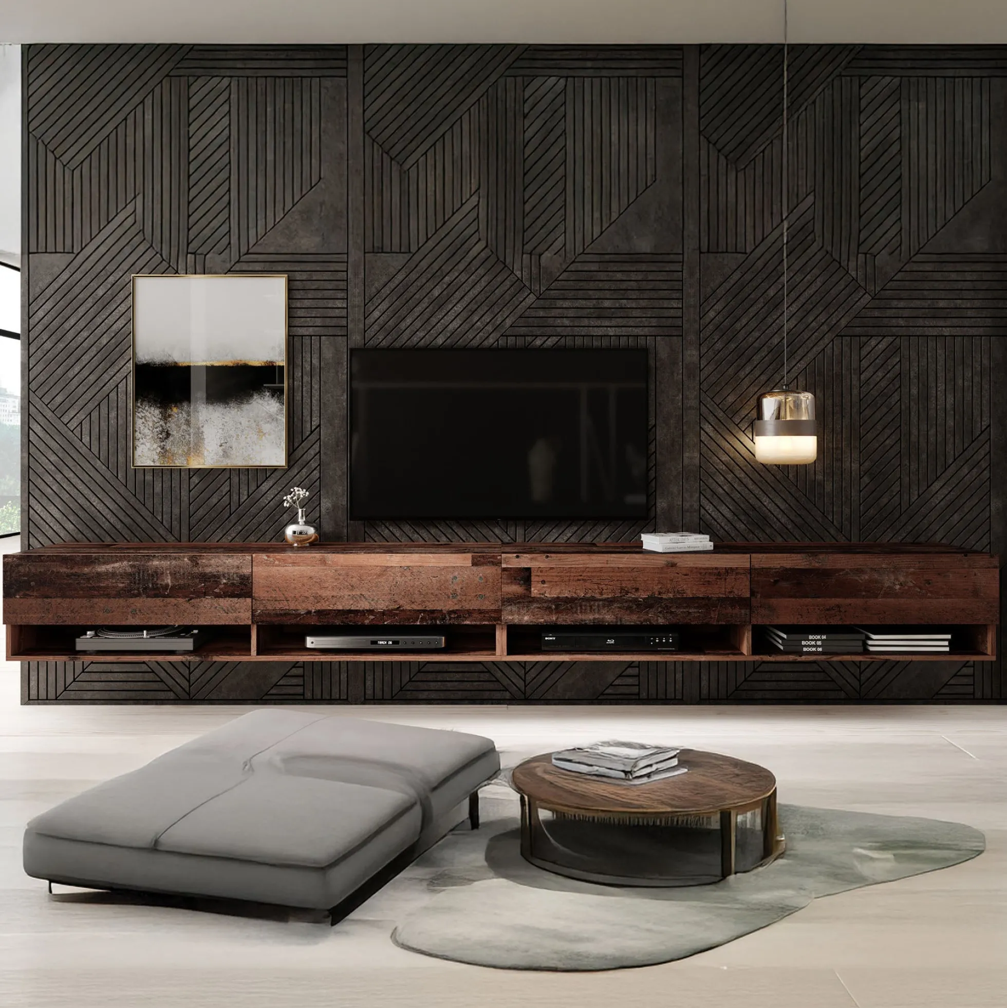 Asino - TV-Meubel - Old wood - 280 cm