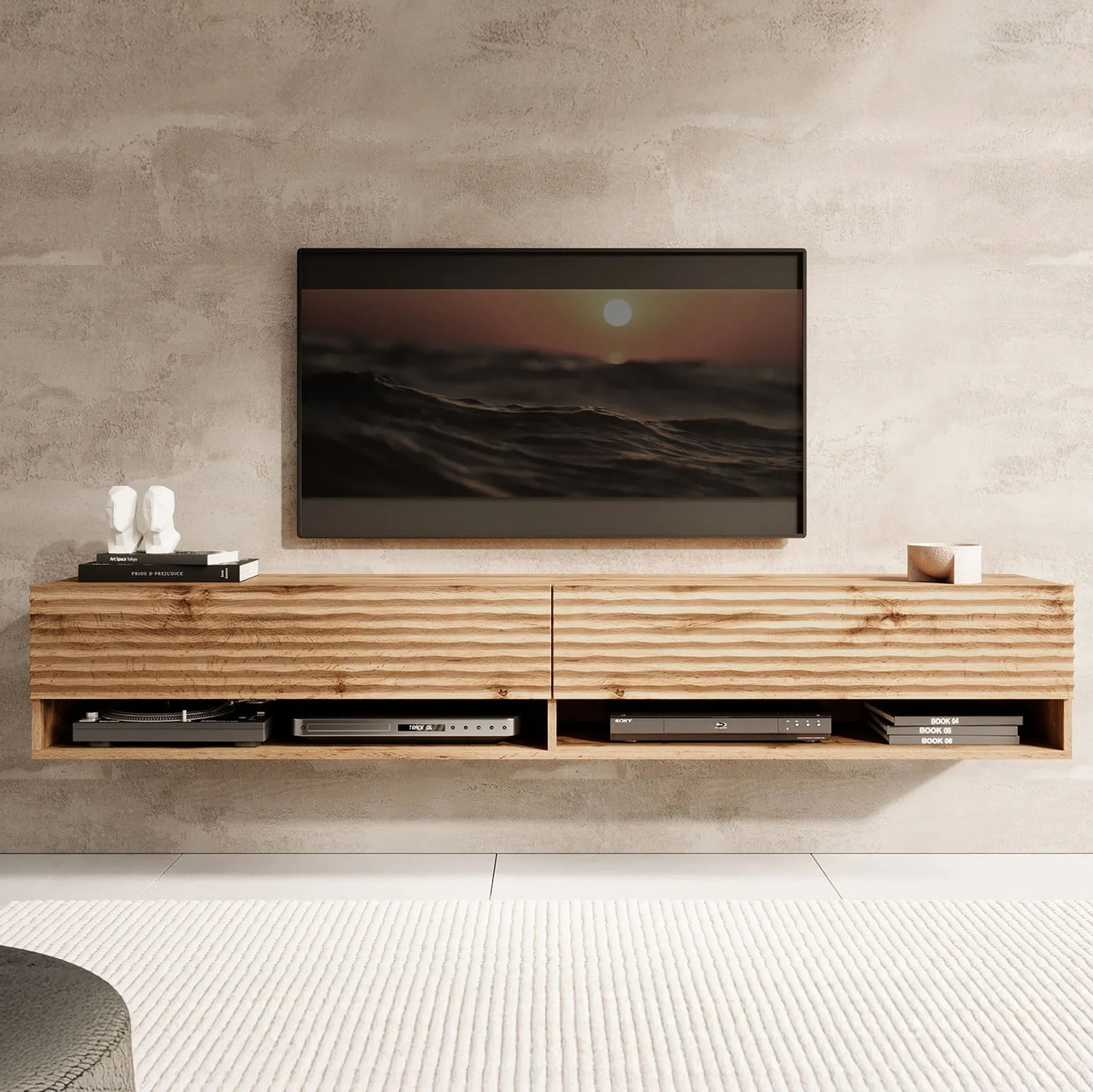 Asino - TV-Meubel - Wave eiken - 180 cm