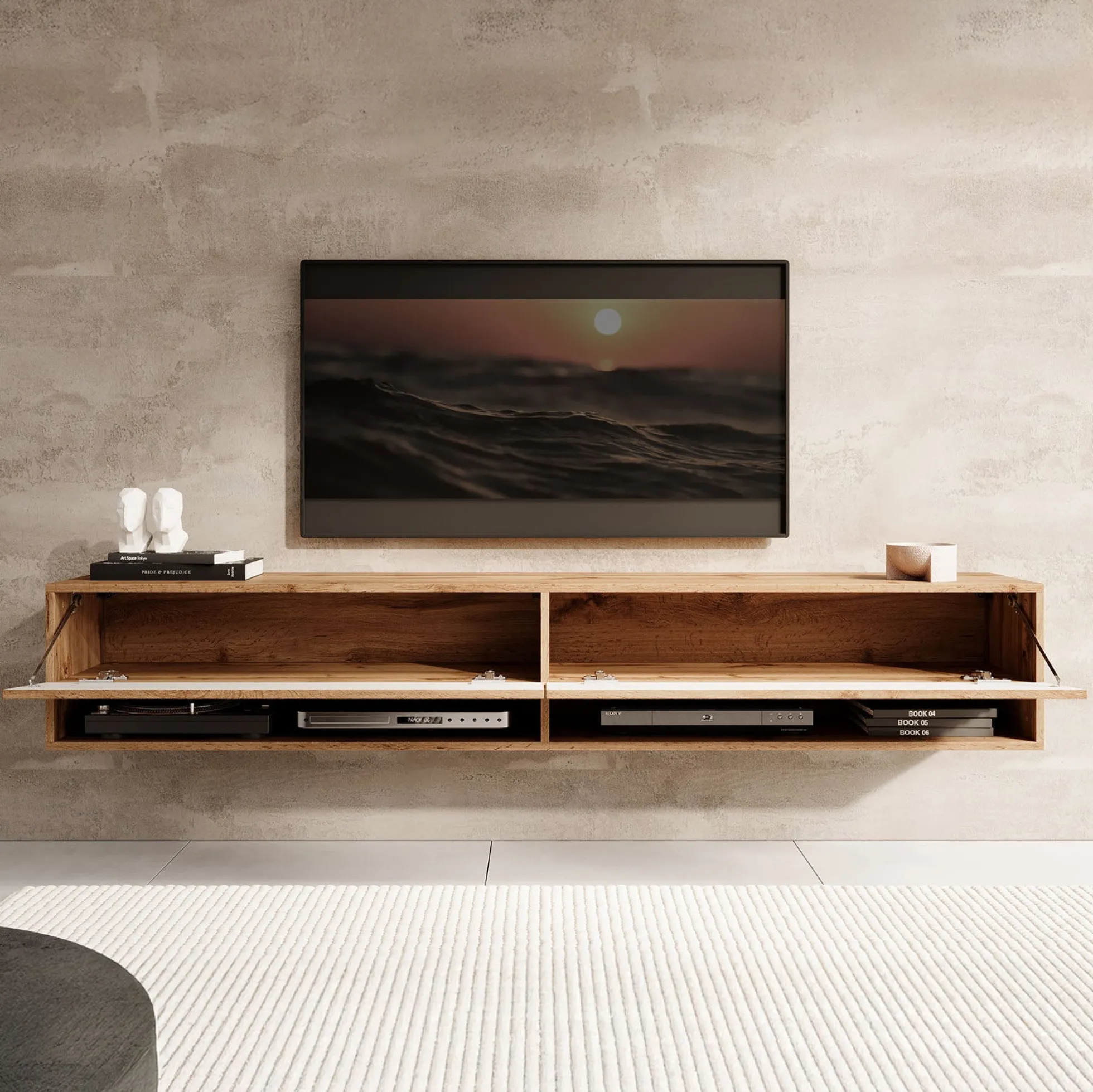 Asino - TV-Meubel - Wave eiken - 180 cm