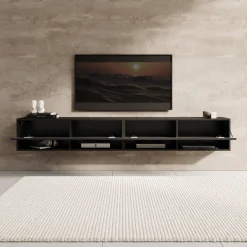 Asino - TV-Meubel - Zwart visgraat - 200x31x30 cm