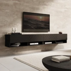 Asino - TV-Meubel - Zwart visgraat - 200x31x30 cm