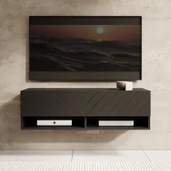 Asino - TV-Meubel - Zwart visgraat - 100x31x30 cm