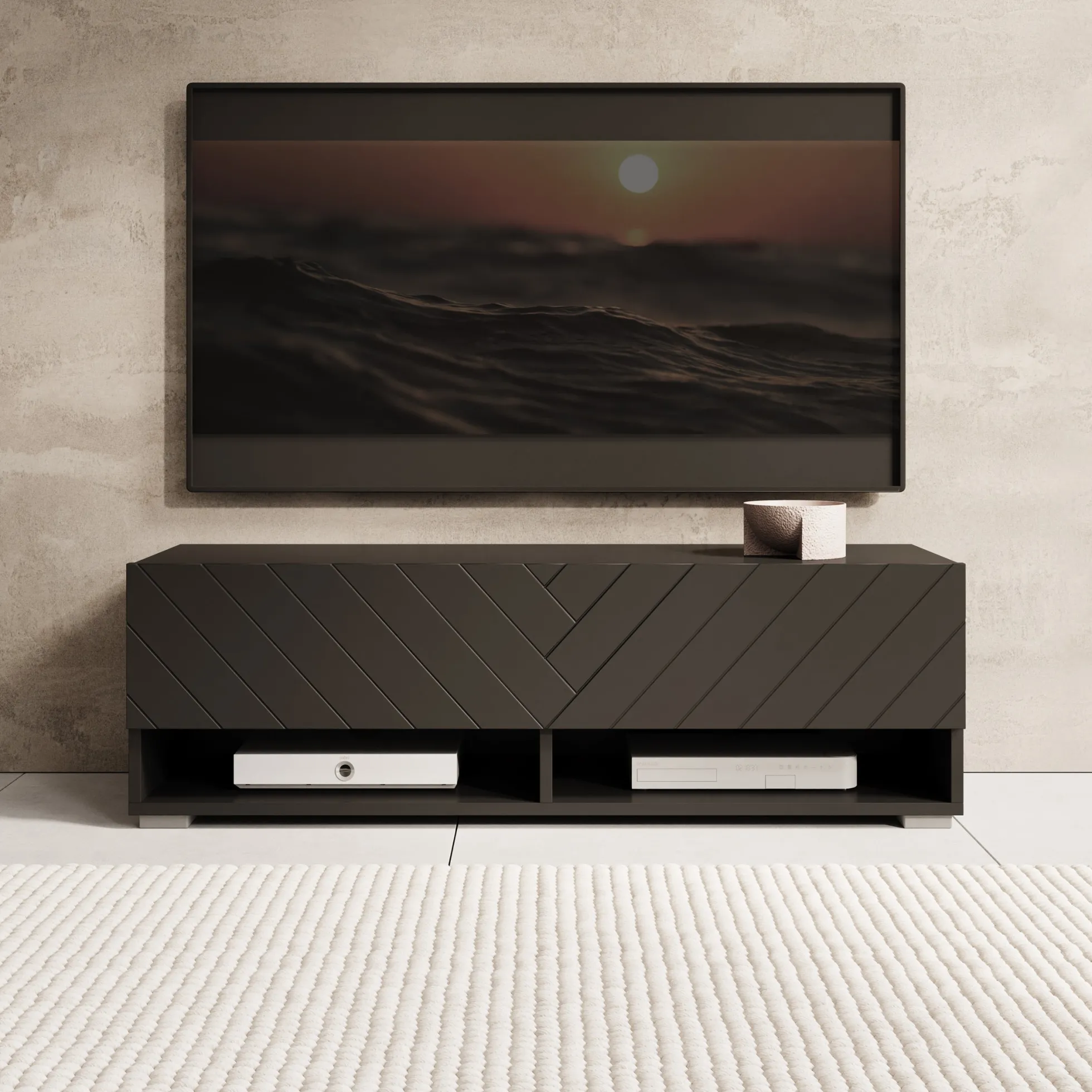 Asino - TV-Meubel - Zwart visgraat - 100x31x30 cm