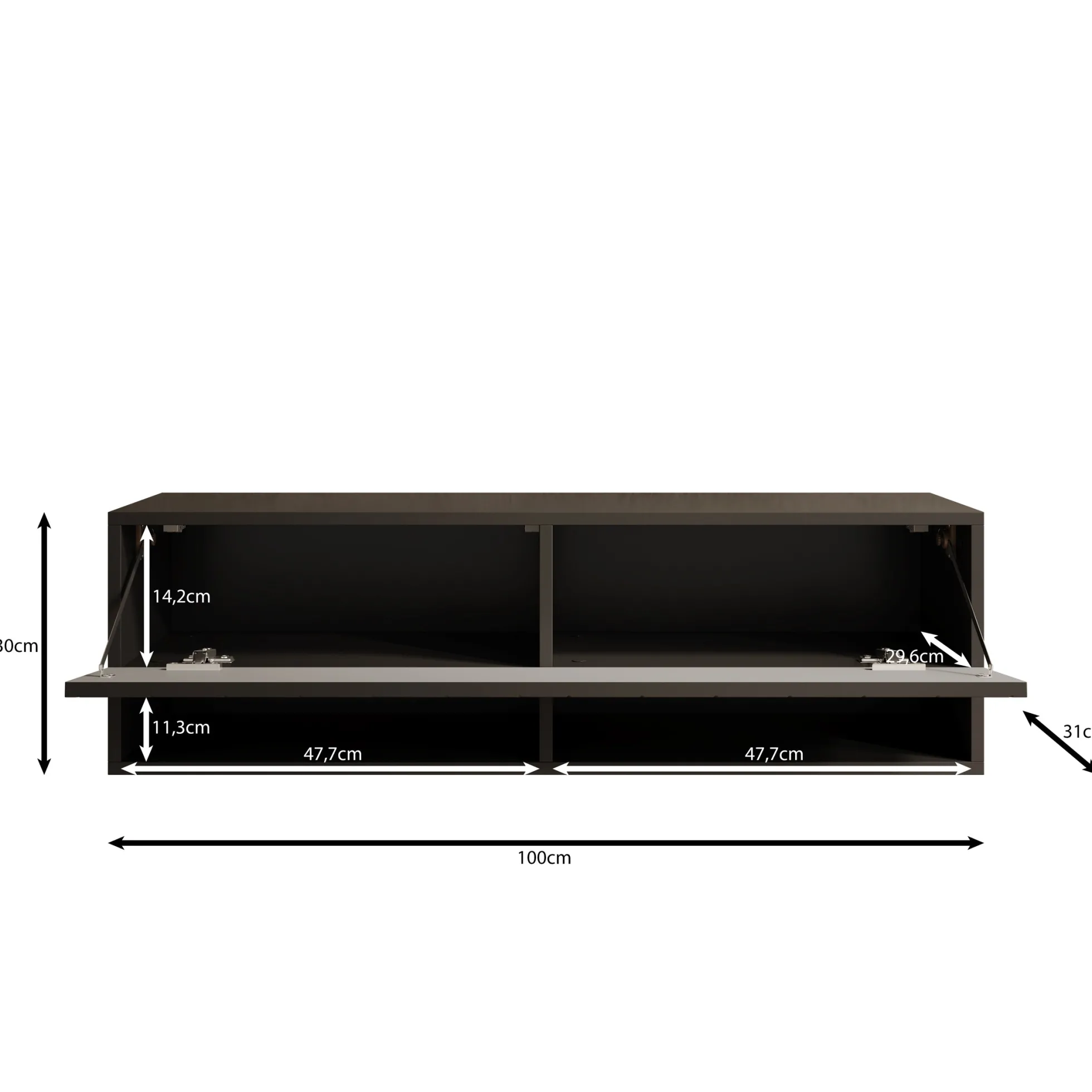 Asino - TV-Meubel - Zwart visgraat - 100x31x30 cm
