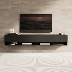 Asino - TV-Meubel - Zwart visgraat - 180x31x30 cm