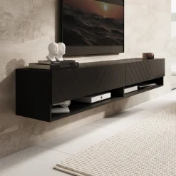 Asino - TV-Meubel - Zwart visgraat - 180x31x30 cm
