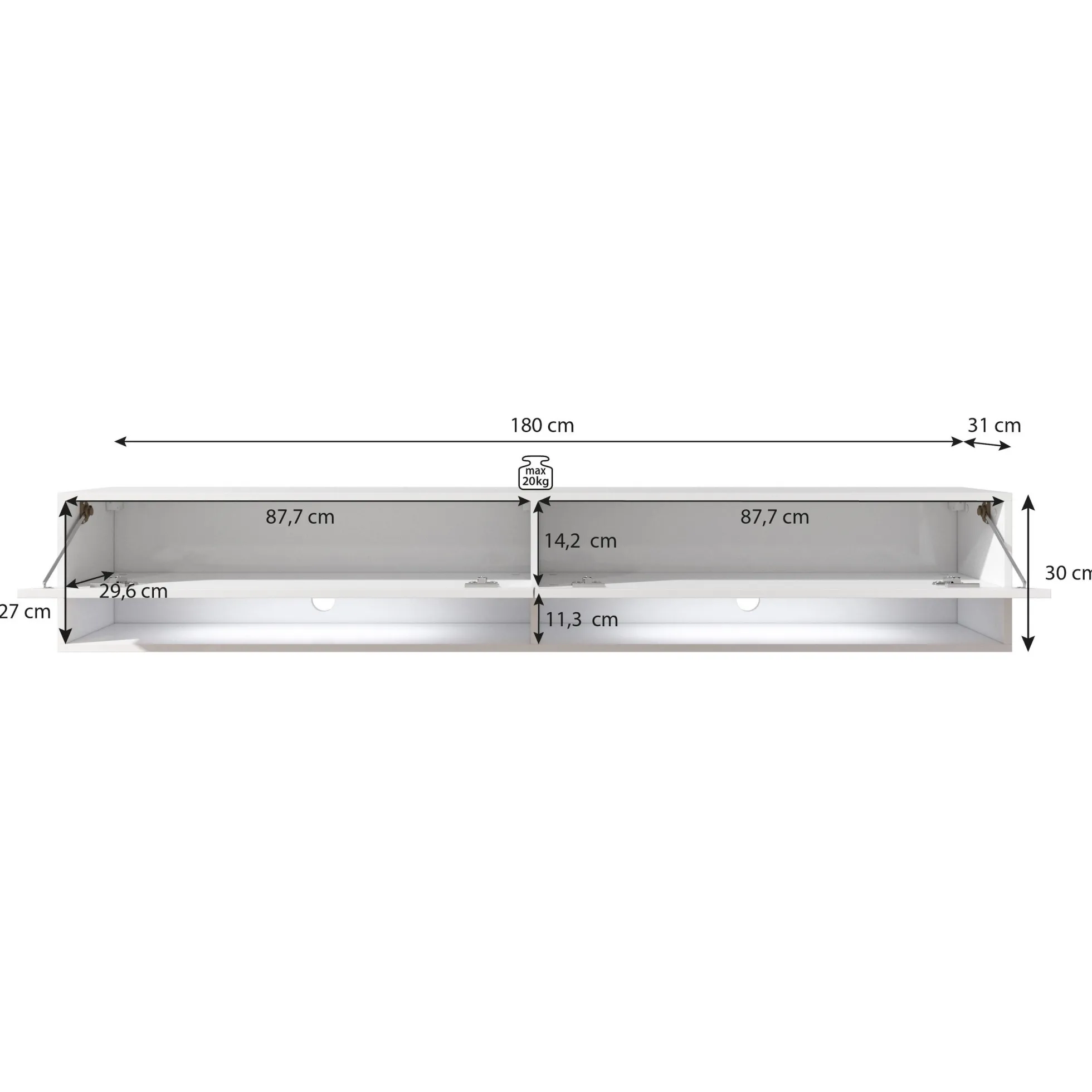 Asino - TV-Meubel met verlichting - Mat zwart - 180 cm