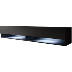 Asino - TV-Meubel met verlichting - Mat zwart - 180 cm
