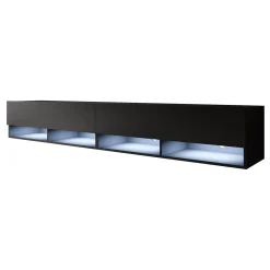 Asino - TV-Meubel met verlichting - Mat zwart - 200 cm