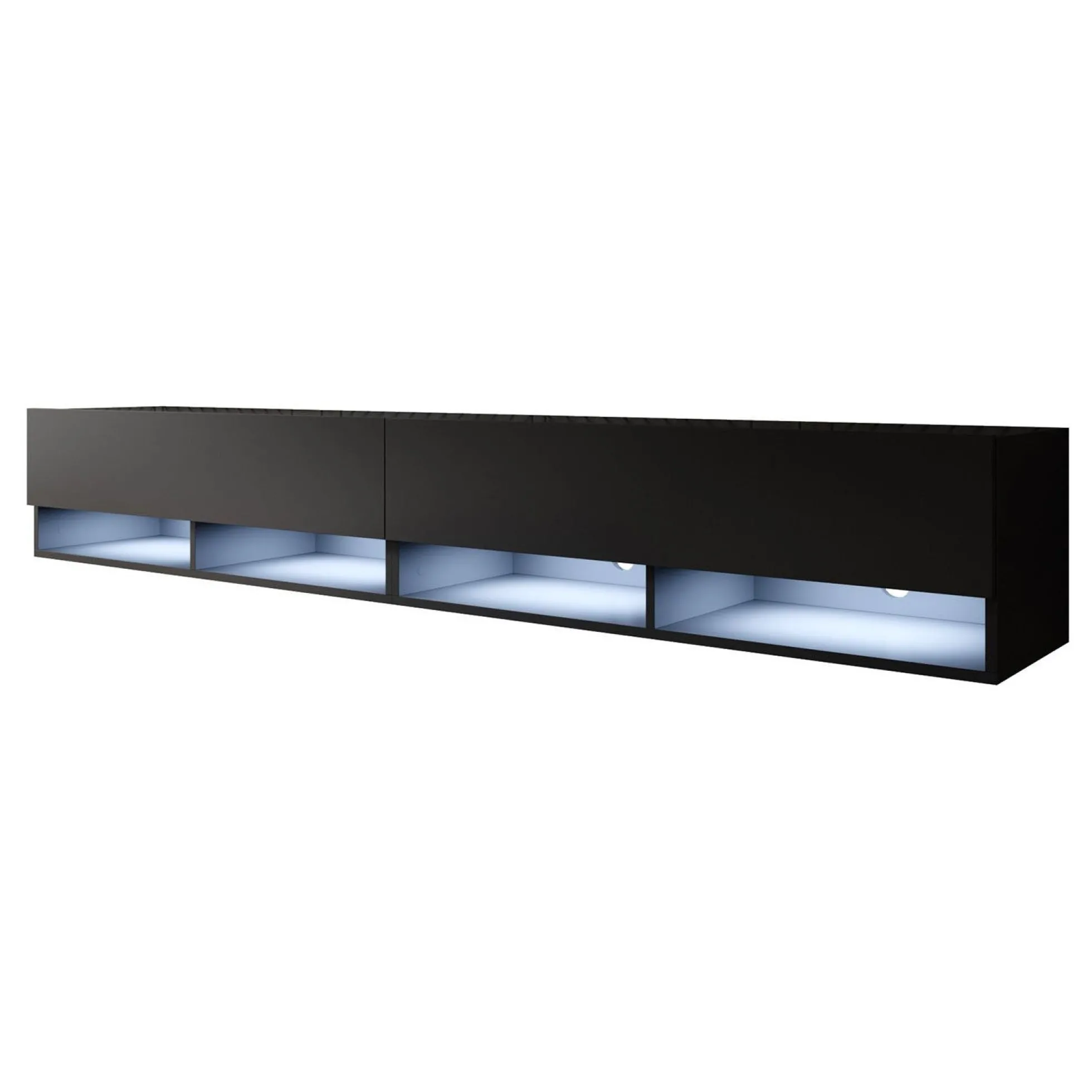 Asino - TV-Meubel met verlichting - Mat zwart - 200 cm