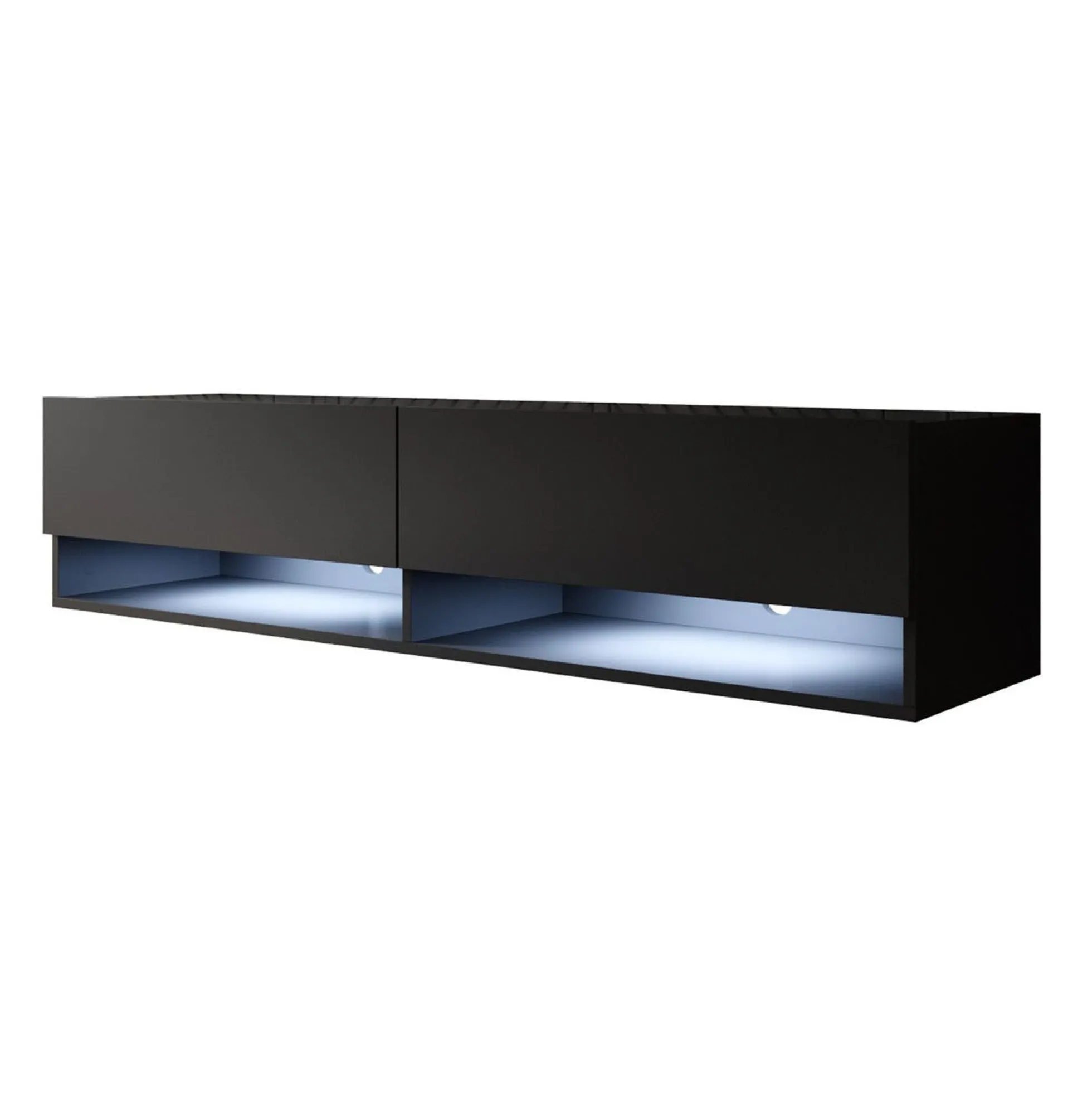 Asino - TV-Meubel met verlichting - Mat zwart - 140 cm