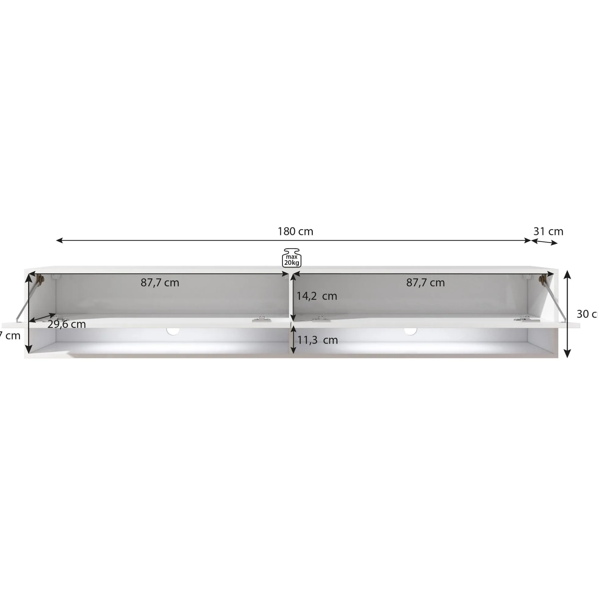 Asino - TV-Meubel met verlichting - Zwart/eiken - 180 cm