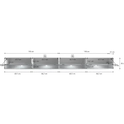 Asino - TV-Meubel met verlichting - Mat zwart - 280 cm