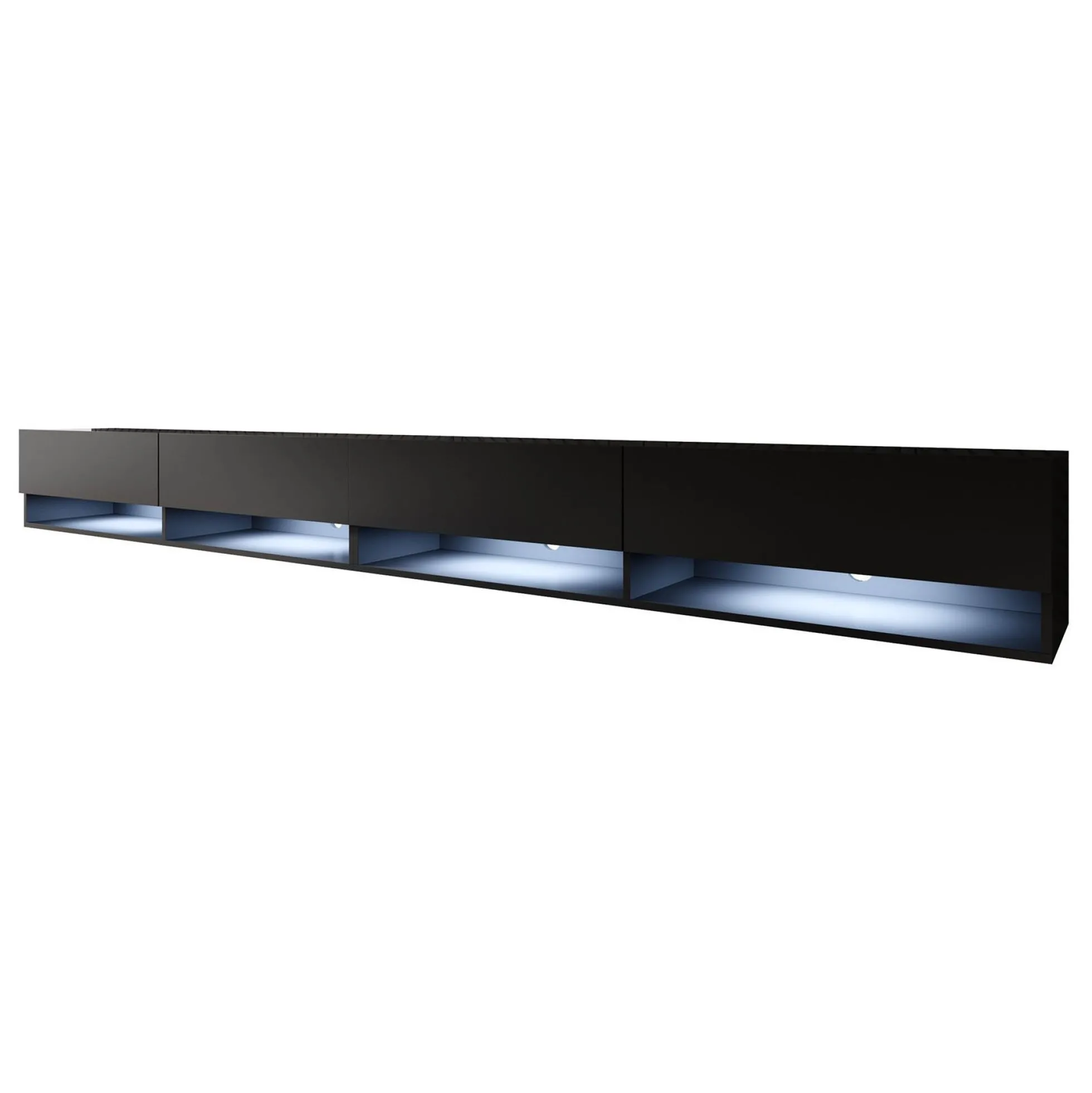 Asino - TV-Meubel met verlichting - Mat zwart - 280 cm