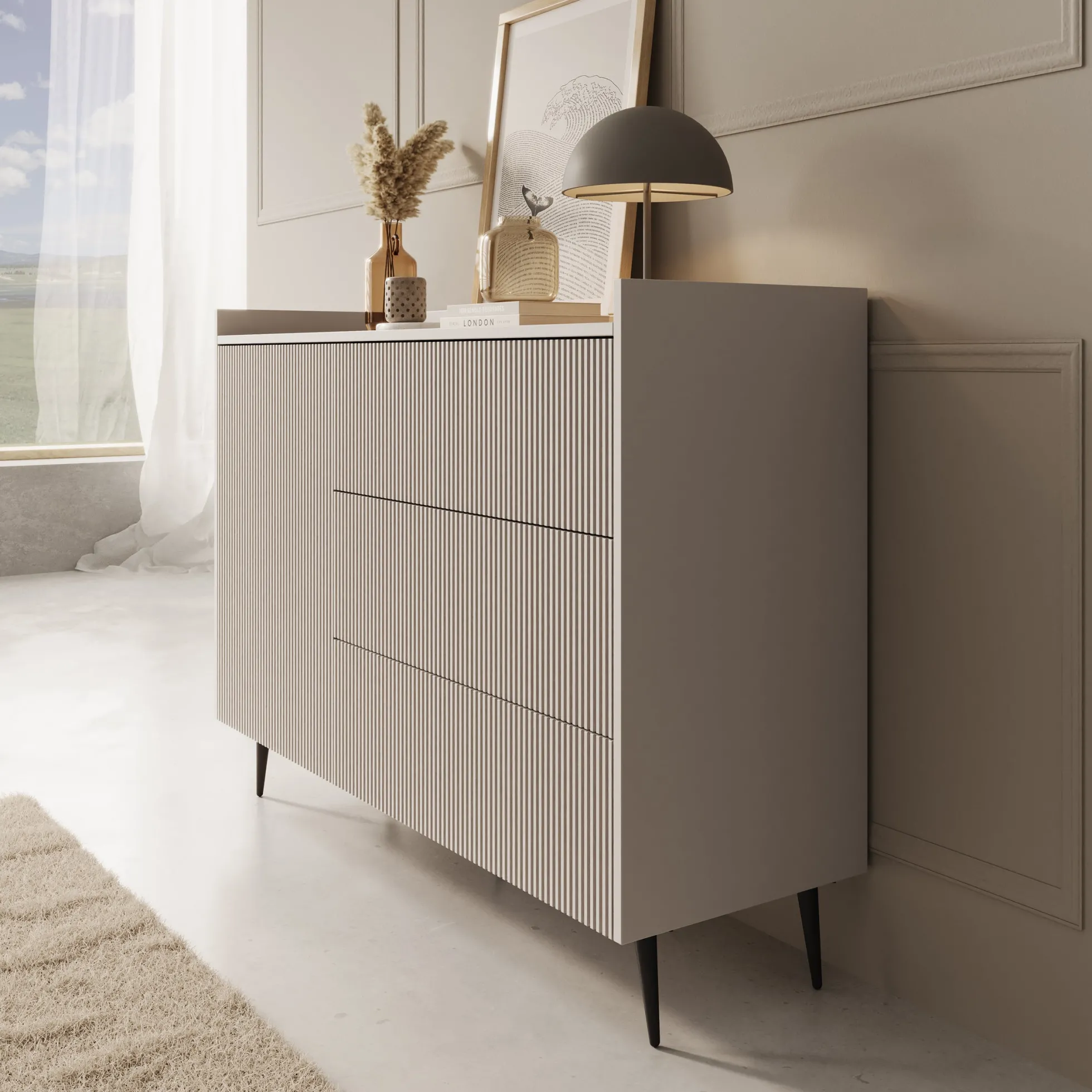 Asty - Dressoir - Beige - 126x41x92 cm