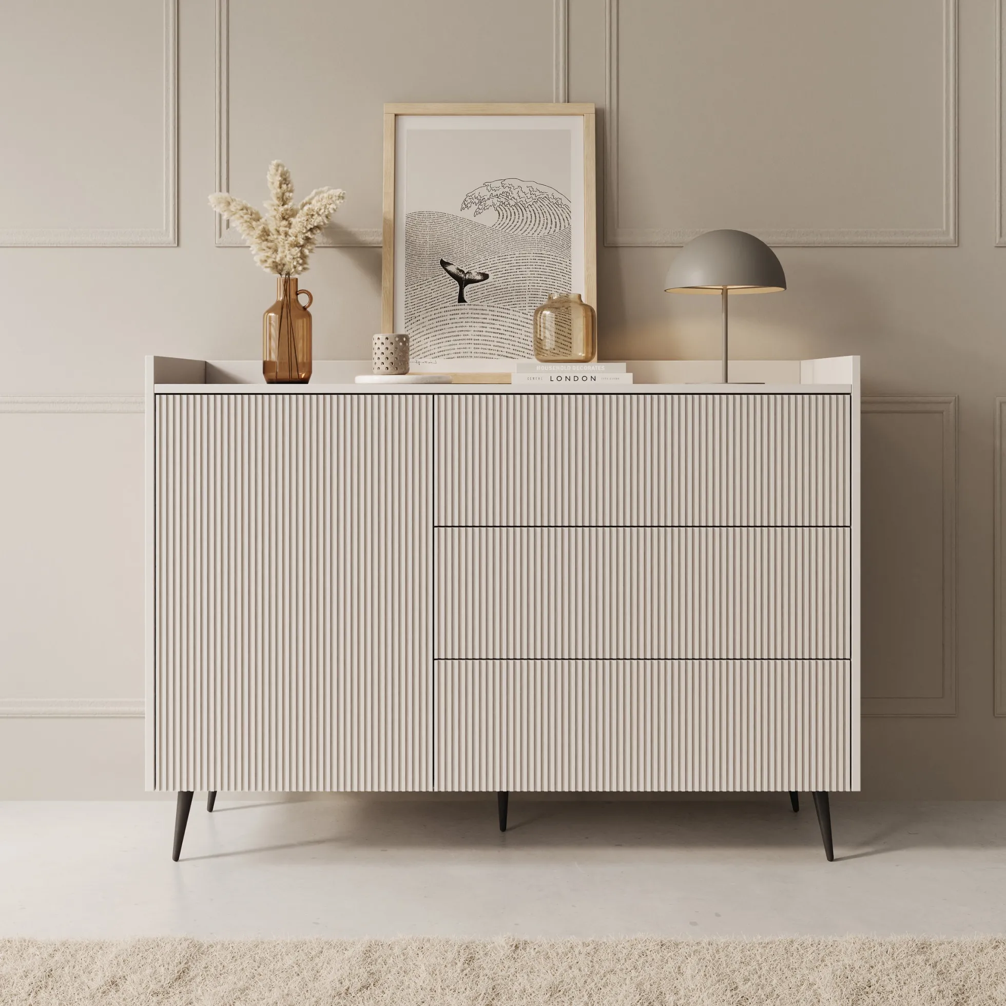 Asty - Dressoir - Beige - 126x41x92 cm