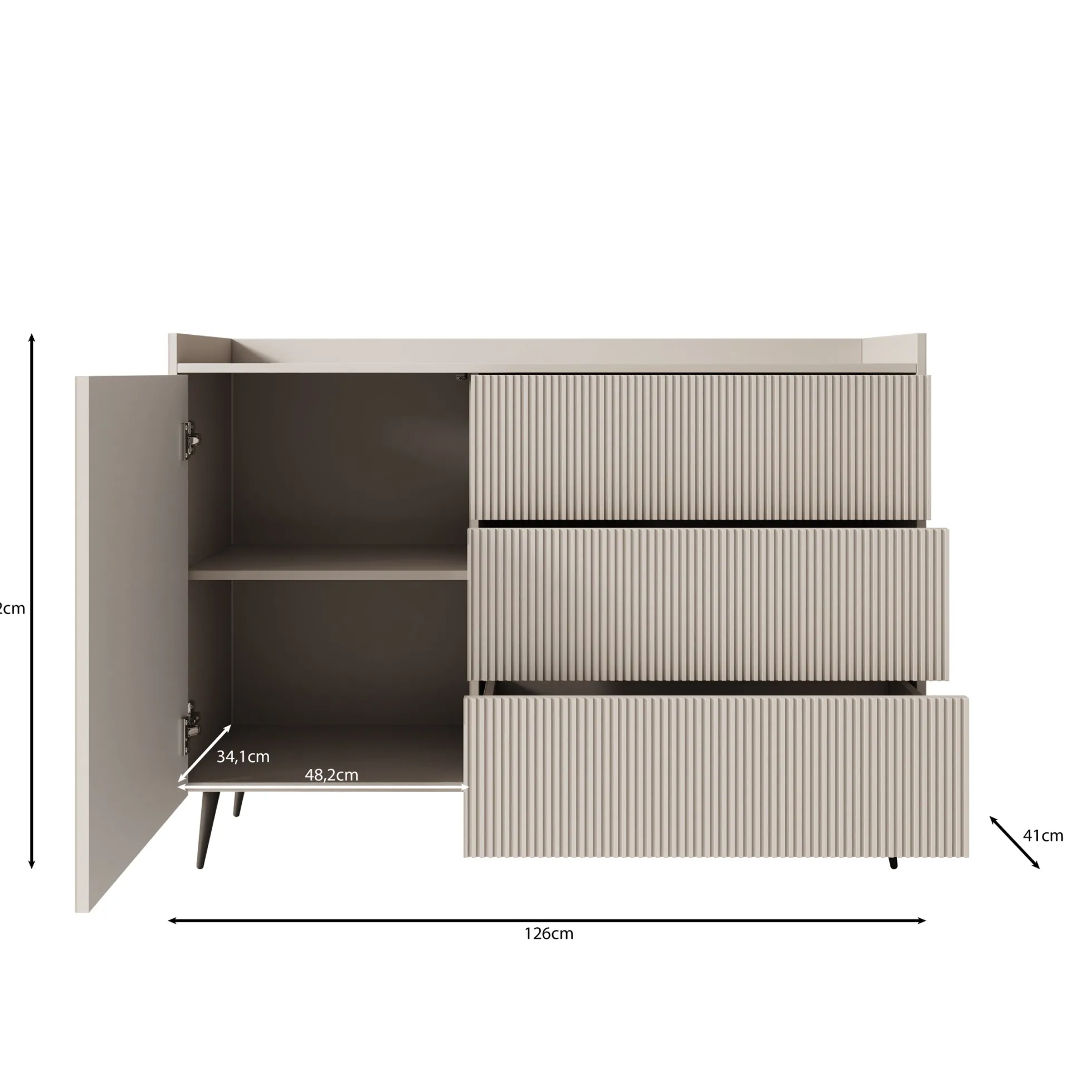 Asty - Dressoir - Beige - 126x41x92 cm