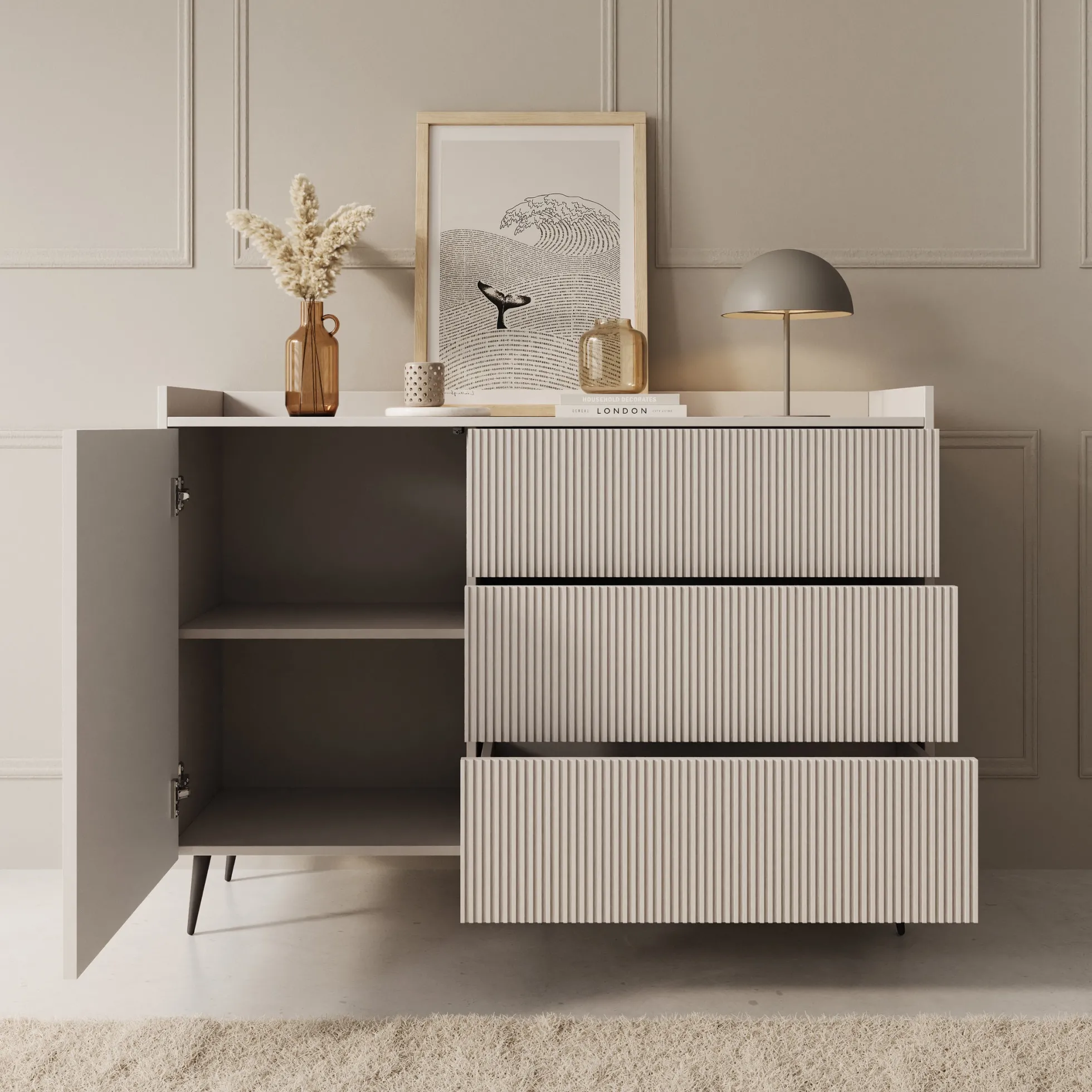 Asty - Dressoir - Beige - 126x41x92 cm