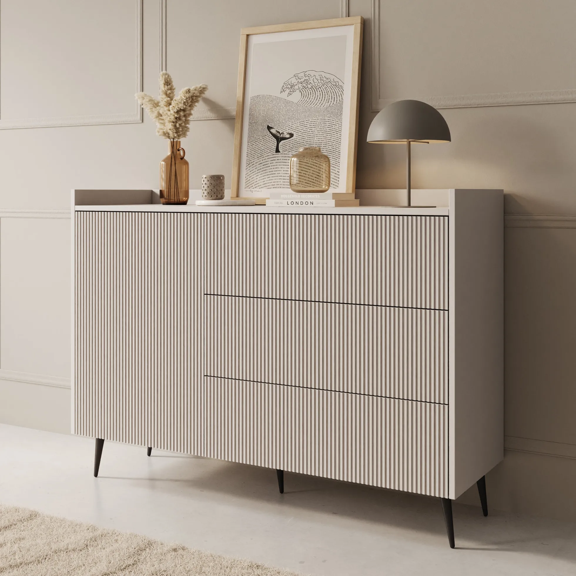 Asty - Dressoir - Beige - 126x41x92 cm