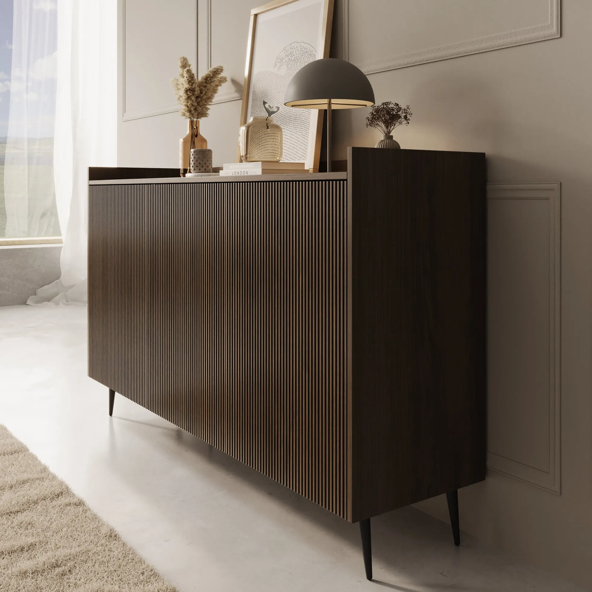Asty - Dressoir - Donker eiken - 150x41x92 cm