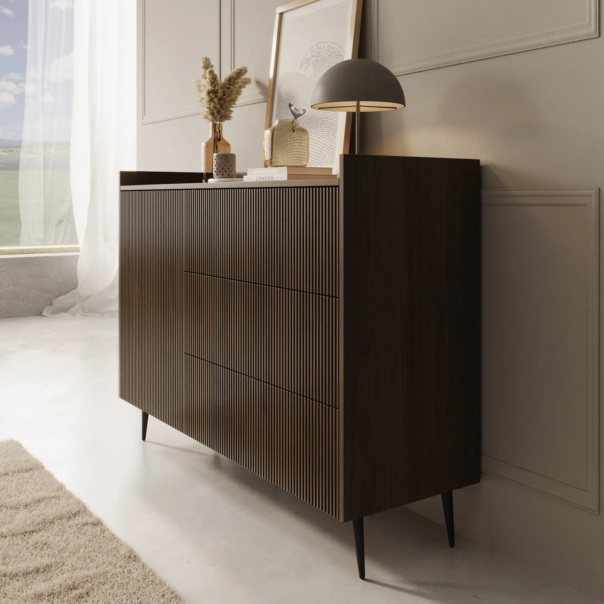 Asty - Dressoir - Donker eiken - 126x41x92 cm