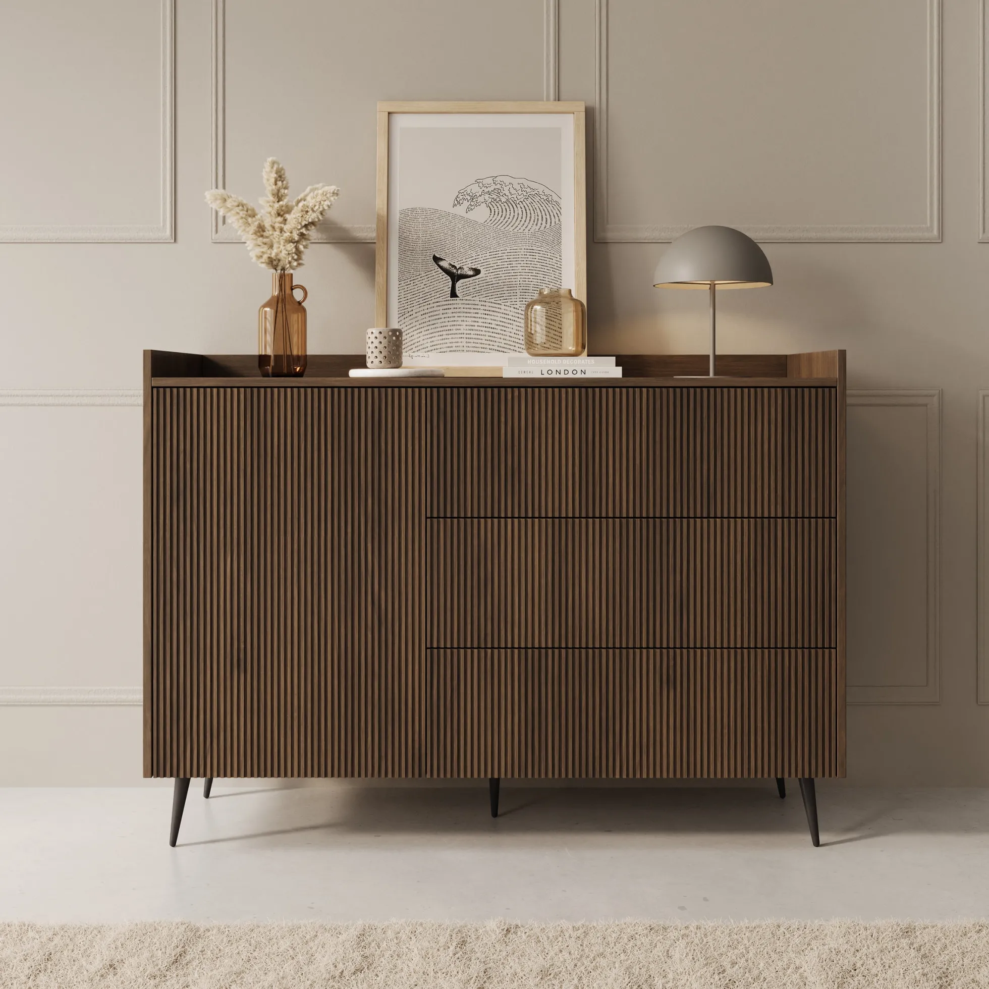 Asty - Dressoir - Donker eiken - 126x41x92 cm