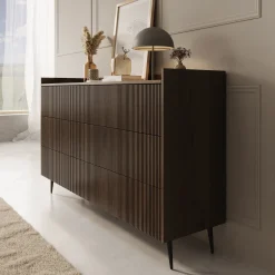 Asty - Ladekast met 6 lades - Donker eiken - 150x41x92 cm