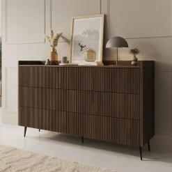 Asty - Ladekast met 6 lades - Donker eiken - 150x41x92 cm