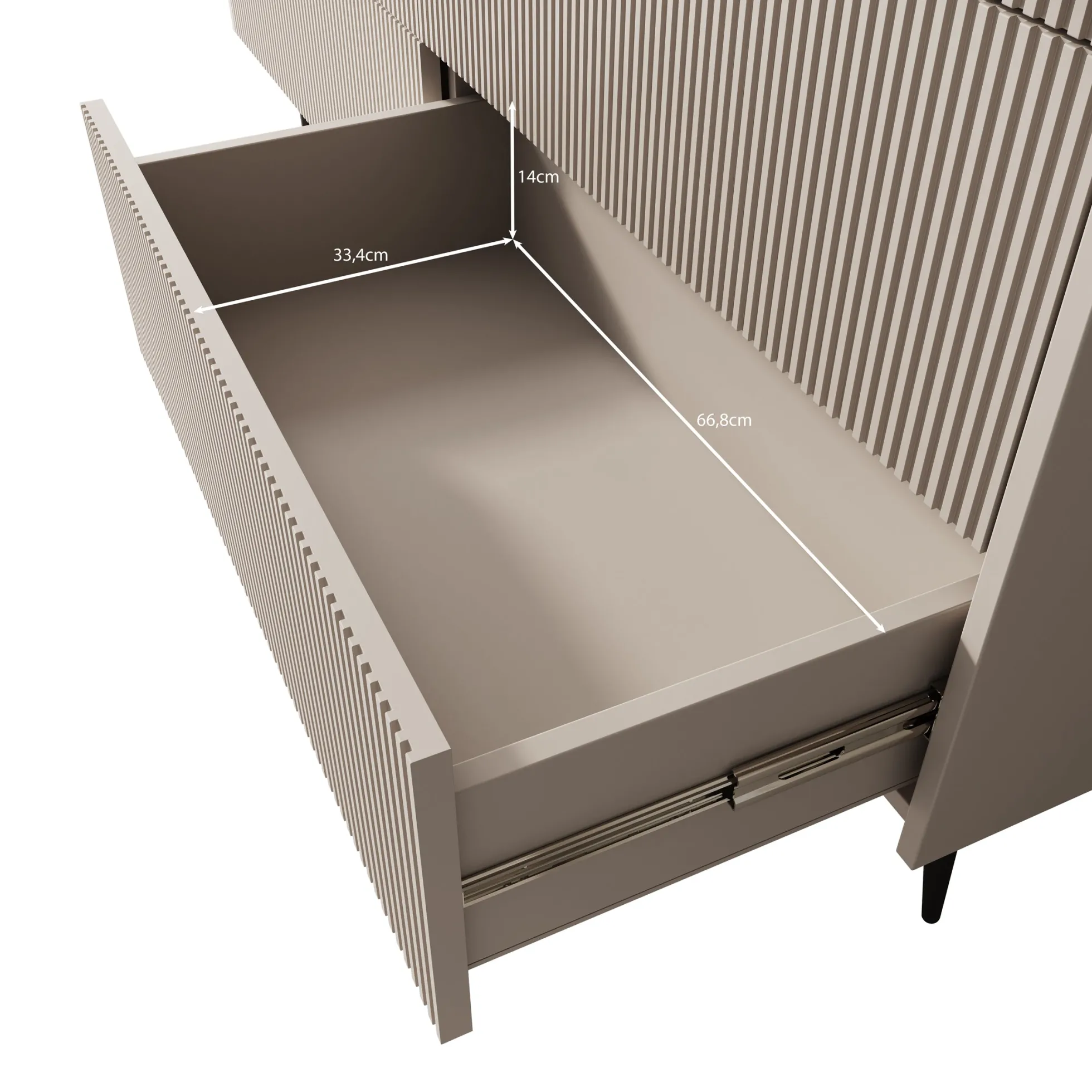 Asty - Ladekast met 6 lades - Beige - 150x41x92 cm